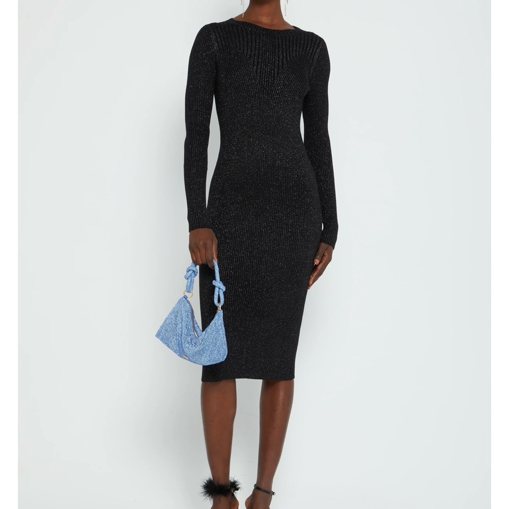 Kourt Alexandra Dress Elegant Black Long Sleeve Dress.